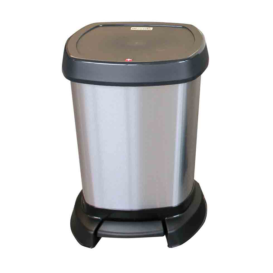 PASO Pedal Bin Plastic Metallic Silver 5ltr