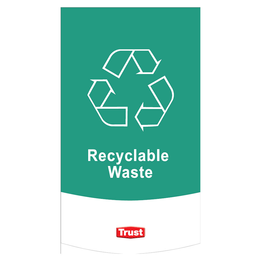 Trust Waste Classification Symbols -Recyclable Green Plastic 13x23cm
