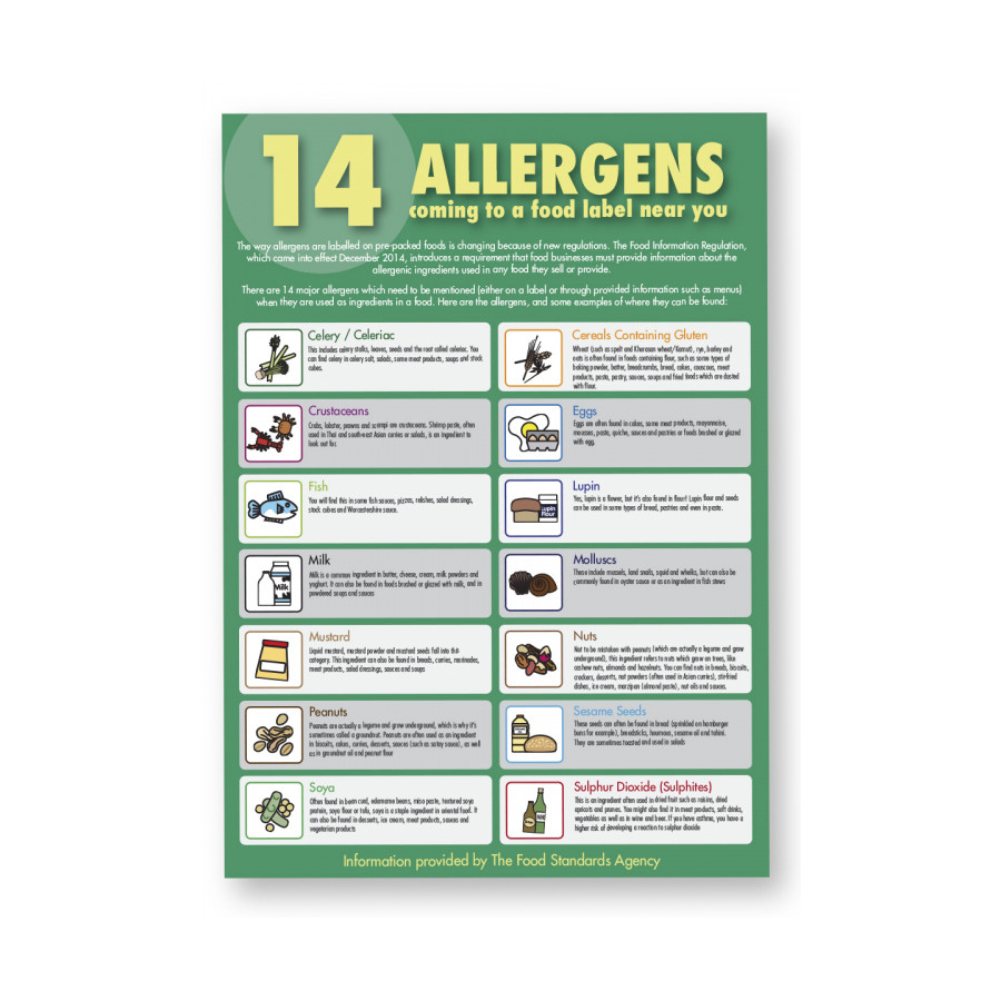 Mileta Safety Sign - 14 Allergens A3 Vinyl Sticker 297x420mm