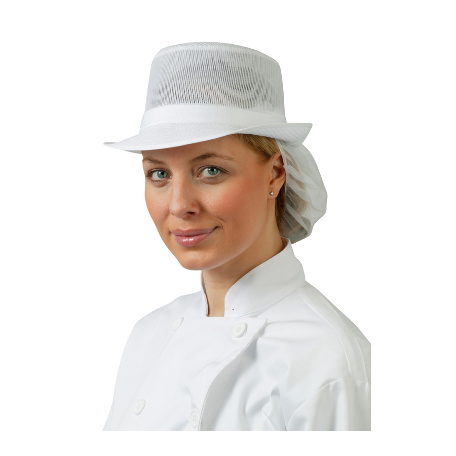 Mesh Hat With Snood Headwear White S