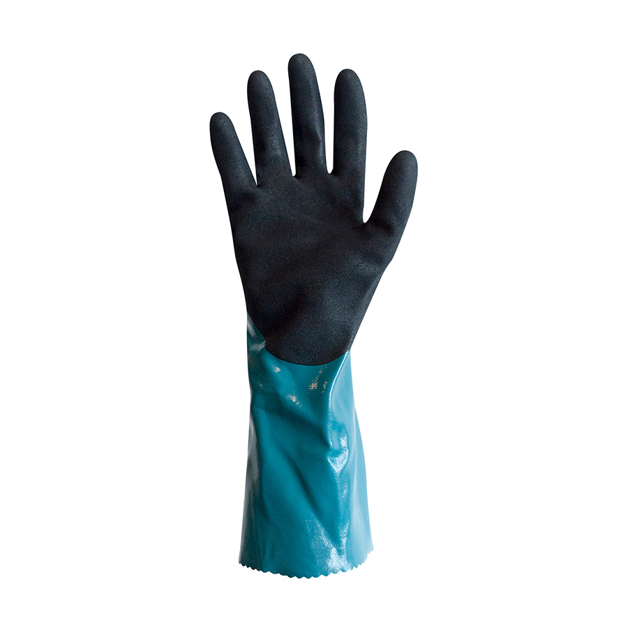 Polyco Grip It Oil Chemical Resistant Unisex Green Gauntlet Glove With Dual Nitrile Coating