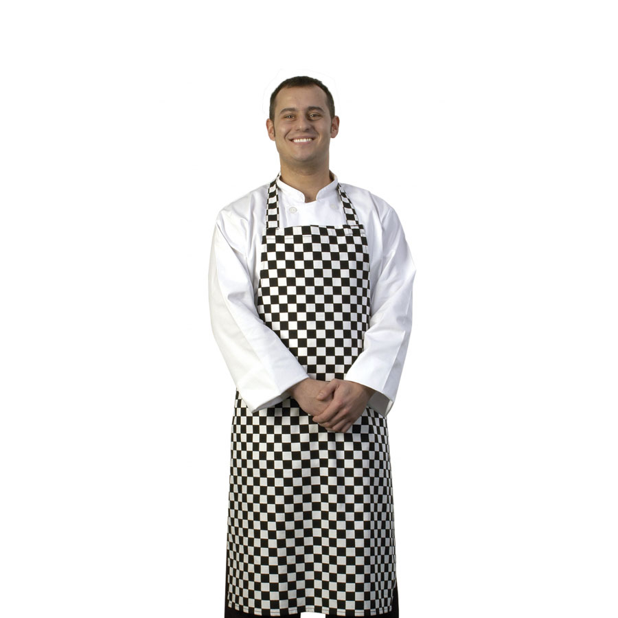 Large Black Check Bib Apron