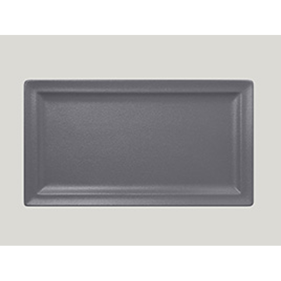 Rak Neofusion Vitrified Porcelain Grey Rectangular Flat Plate 38x21cm