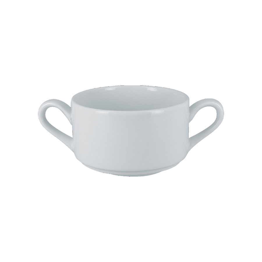 Rak Access Vitrified Porcelain White Round Handled Soup Bowl 30cl