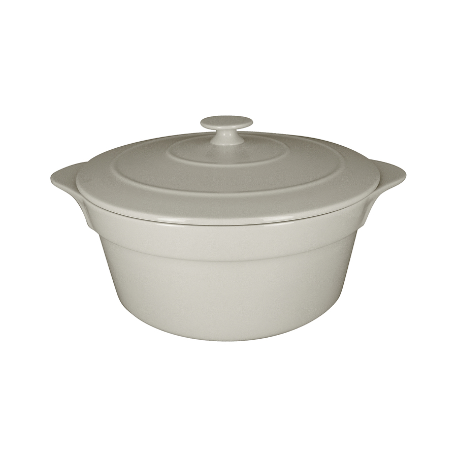 Rak Chef's Fusion Vitrified Porcelain White Round Cocotte & Lid 28x17cm 4.6 Litre