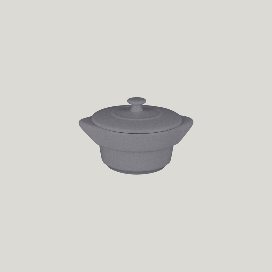 Rak Chef's Fusion Vitrified Porcelain Grey Round Cocotte & Lid 10cm 21.6cl