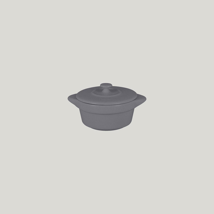 Rak Chef's Fusion Vitrified Porcelain Grey Mini Cocotte & Lid 8.5x6cm 11.2cl