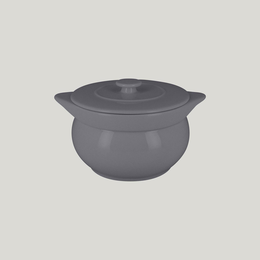 Rak Chef's Fusion Vitrified Porcelain Grey Round Soup Tureen & Lid 15x14cm 1.15 Litre