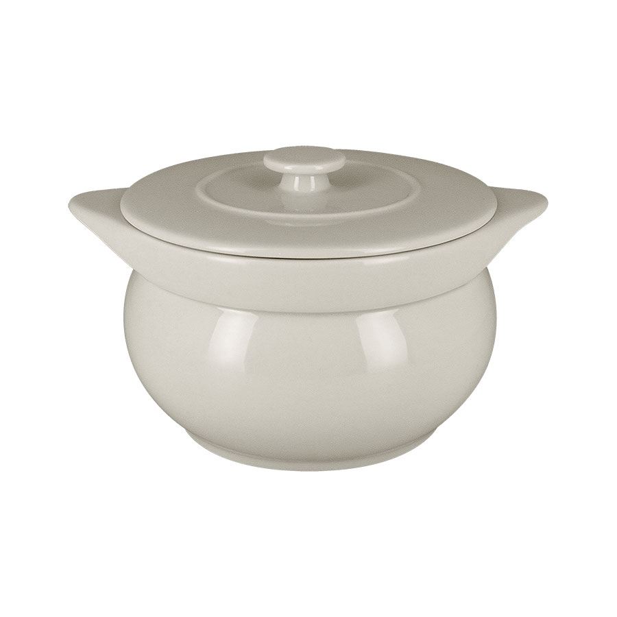 Rak Chef's Fusion Vitrified Porcelain White Round Soup Tureen & Lid 15x14cm 1.15 Litre