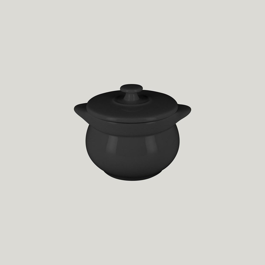Rak Chef's Fusion Vitrified Porcelain Black Round Soup Tureen & Lid 10.6x10.5 45cl