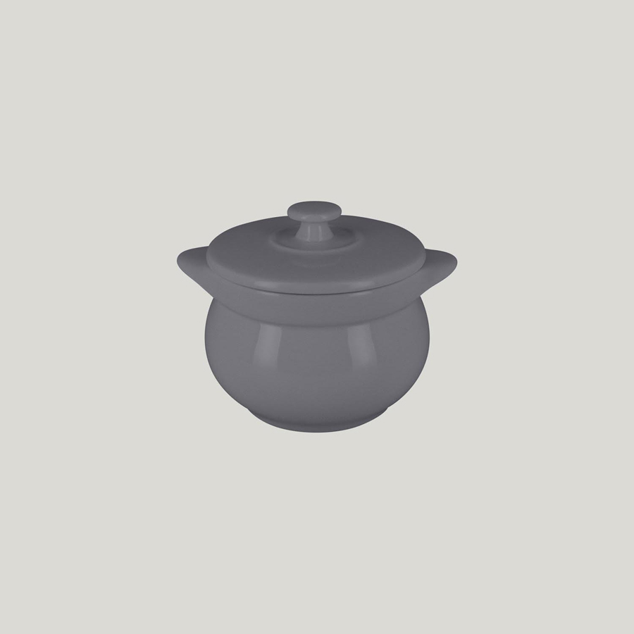 Rak Chef's Fusion Vitrified Porcelain Grey Round Soup Tureen & Lid 10.6x10.5 45cl