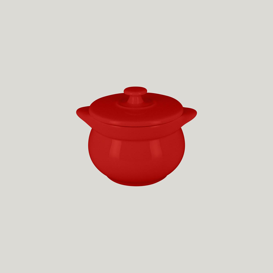 Rak Chef's Fusion Vitrified Porcelain Red Round Soup Tureen & Lid 10.6x10.5 45cl