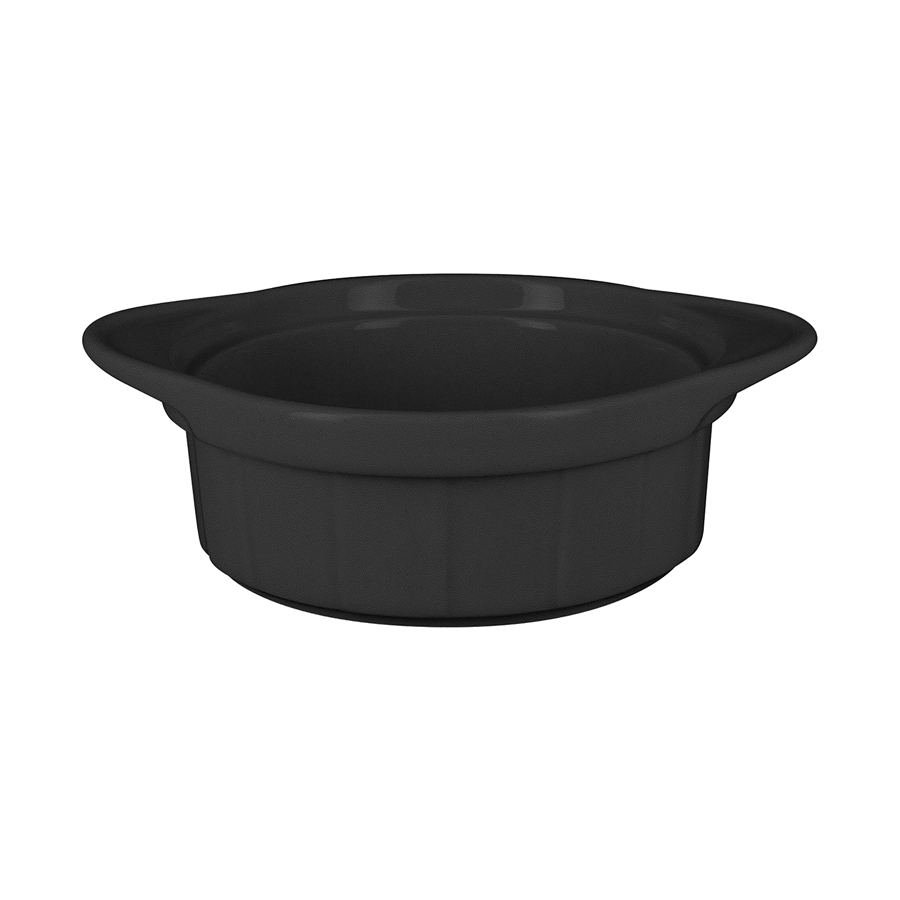 Rak Chef's Fusion Vitrified Porcelain Black Round Ramekin With Grooves 9x6.5cm 20.5cl