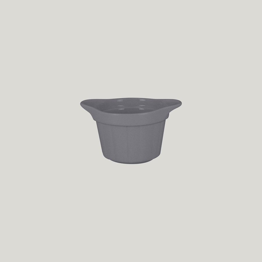Rak Chef's Fusion Vitrified Porcelain Grey Round Ramekin With Grooves 9x6.5cm 20.5cl