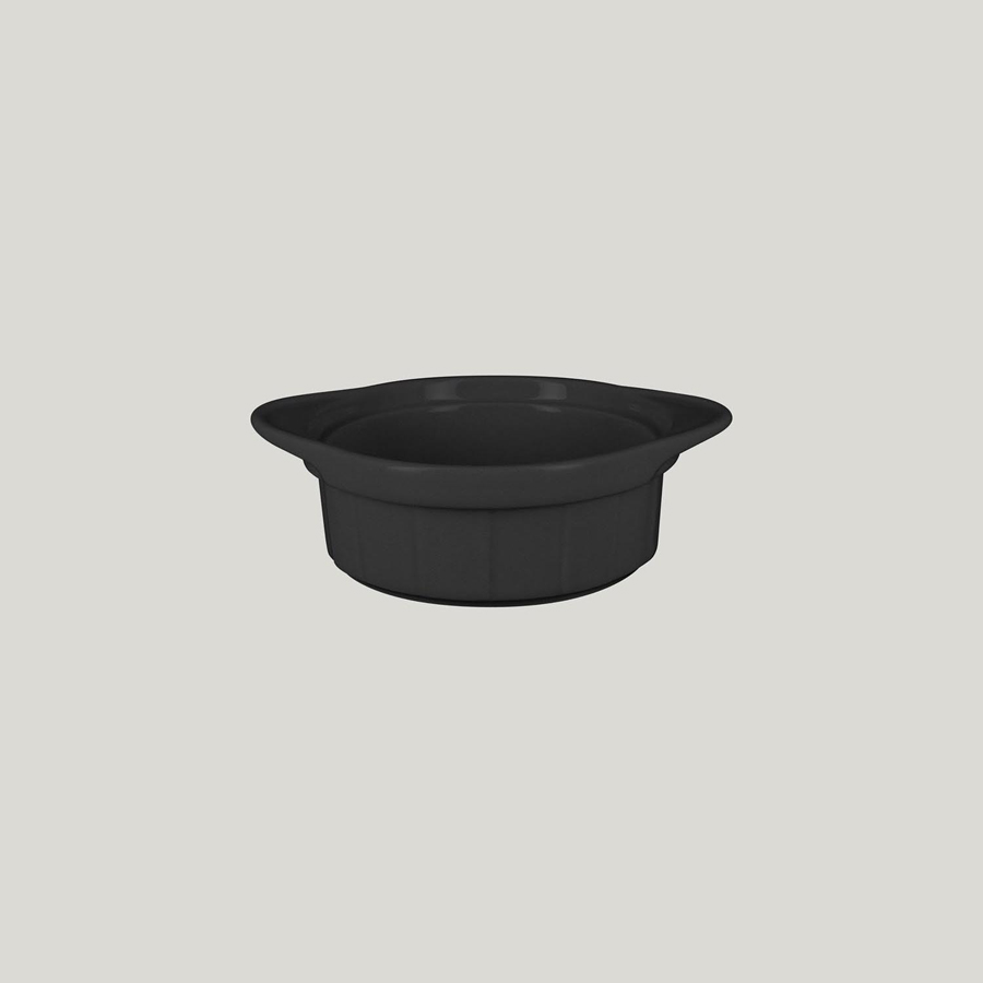 Rak Chef's Fusion Vitrified Porcelain Black Round Ramekin With Grooves 11x4.5cm 30cl