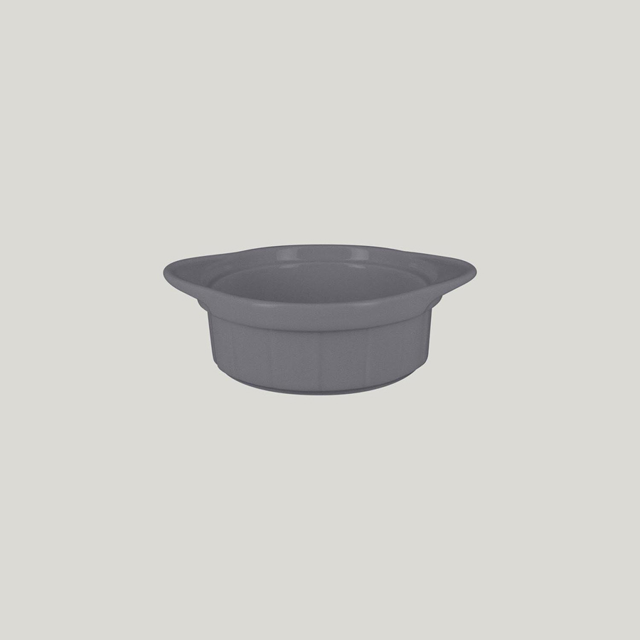 Rak Chef's Fusion Vitrified Porcelain Grey Round Ramekin With Grooves 11x4.5cm 30cl