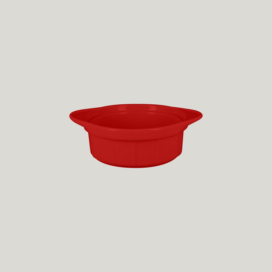 Rak Chef's Fusion Vitrified Porcelain Red Round Ramekin With Grooves 11x4.5cm 30cl