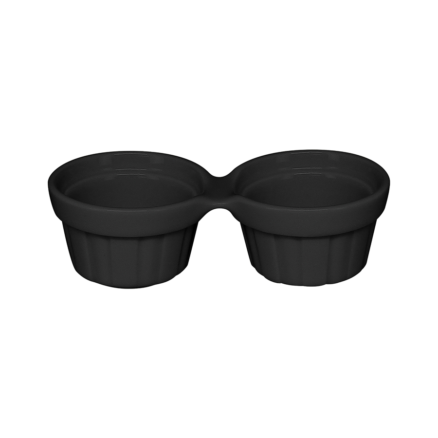 Rak Chef's Fusion Vitrified Porcelain Black Round Double Ramekin 13x6cm