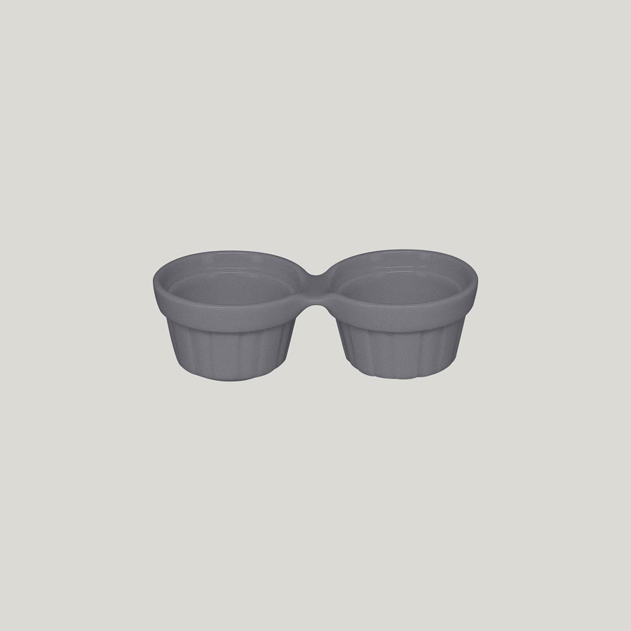 Rak Chef's Fusion Vitrified Porcelain Grey Round Double Ramekin 13x6cm