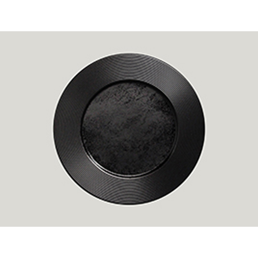 Rak Edge Vitrified Porcelain Black Round Flat Plate 33cm
