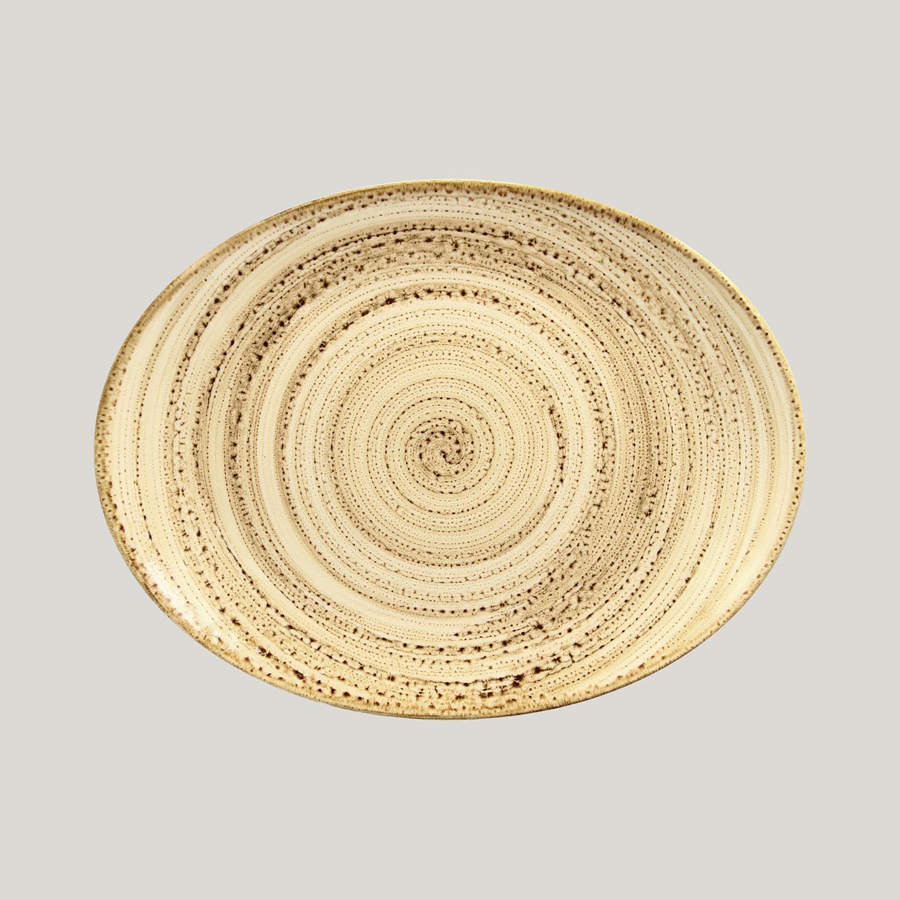 Rak Twirl Vitrified Porcelain Beach Oval Coupe Plate 39x27cm