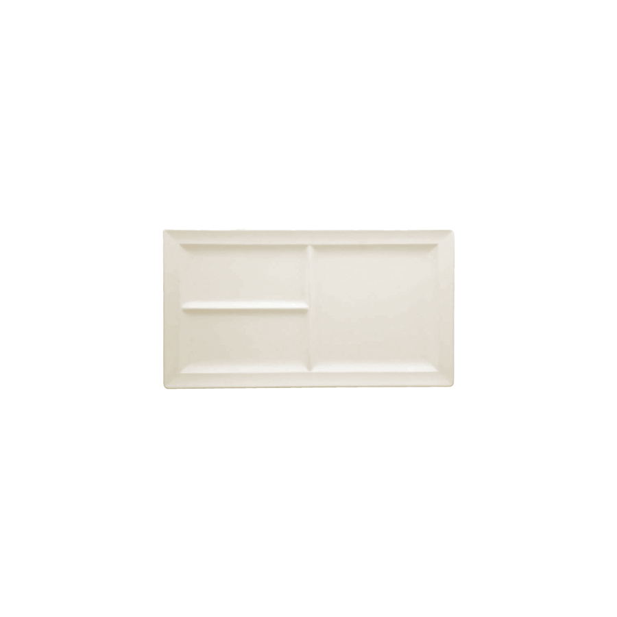 Rak Classic Gourmet Vitrified Porcelain White Rectangular Tray With 3 Compartments 39x21cm