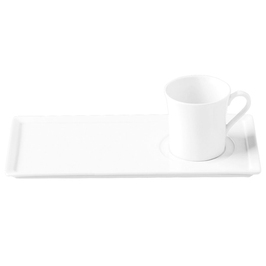 Rak Allspice Wasabi Vitrified Porcelain White Rectangular Tray With 2 Round Indents 28x14cm
