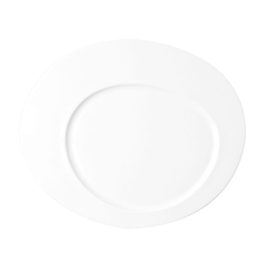 Rak Allspice Cayenne Vitrified Porcelain White Oval Flat Plate 34cm