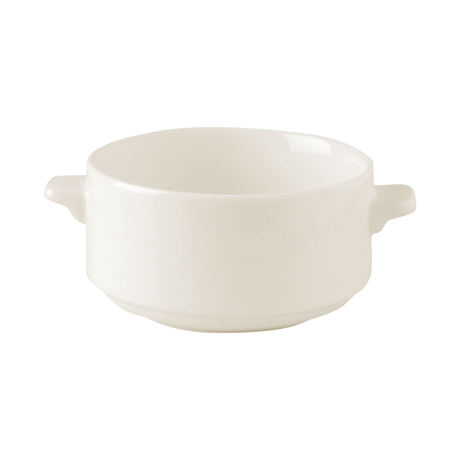 Rak Banquet Vitrified Porcelain White Round Stacking Lugged Soup Bowl 39cl