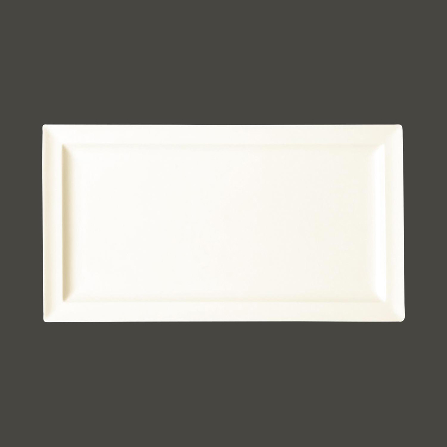 Rak Classic Gourmet Vitrified Porcelain White Rectangular Flat Plate 38x21cm