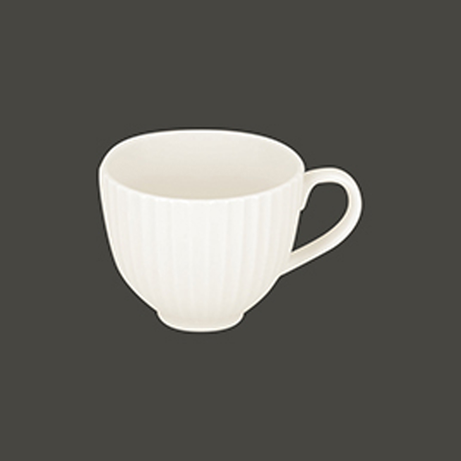 Rak Metropolis Vitrified Porcelain White Embossed Cup 35cl